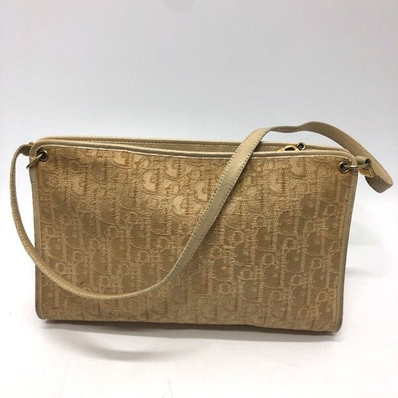 Dior Trotter vintage bag Shoulder Bag Canvas Beige